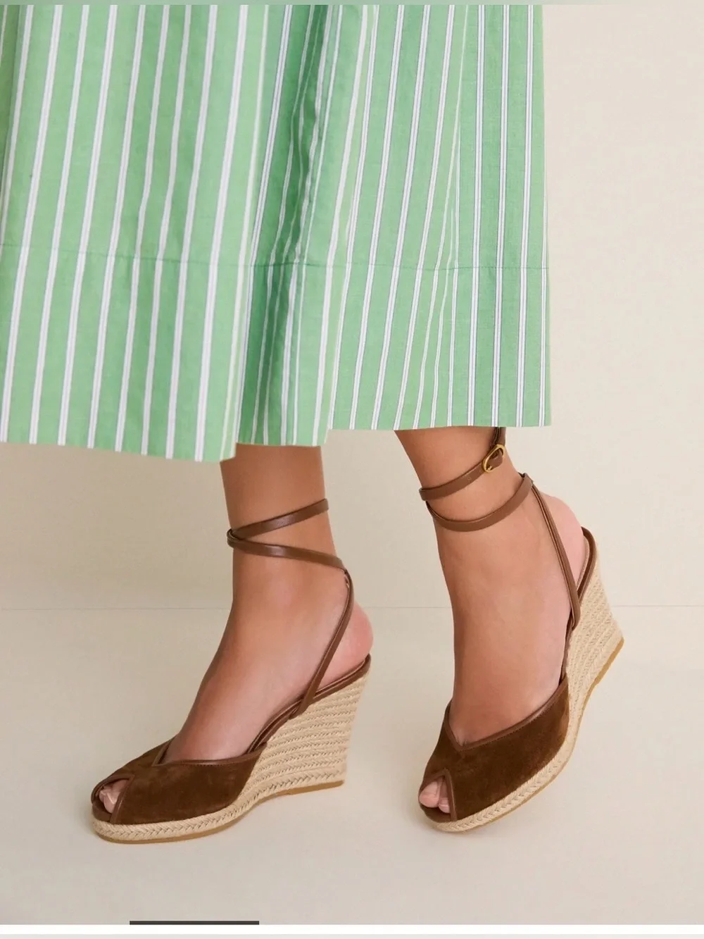 Veronica Beard Pasina Wedge Espadrille Peep-Toe Sandals - worn once inside